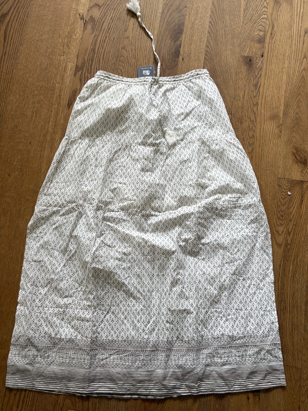 Madison Mathews batik drawstring cotton Maxi Skirt.